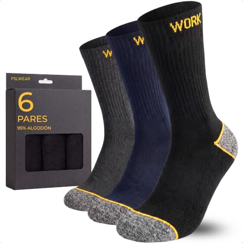6 Pares Calcetines Trabajo Hombre Work Socks Algodón