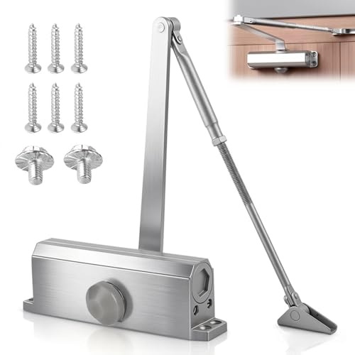 Automatischer Türschließer, Tür Schließer mit Feststellfunktion, Einstellbarer Türschliesser Innentüren für Gewerbliche und Private, Zuhause Türgewicht 25-65 kg
