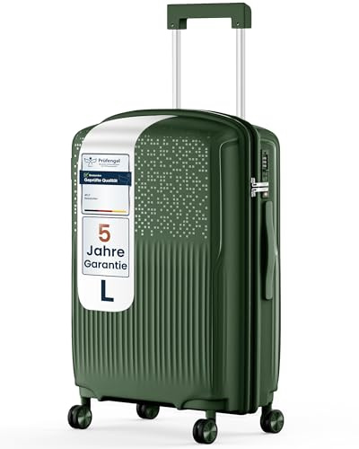 4FLY Leichter Hartschalen-Reisekoffer L - Groß 65,5 cm (60L) – Trolley Koffer mit TSA-Schloss, 4 Spinner-Doppelrollen, Aluminium-Teleskopgriff, Aufgabegepäck Reisegepäck