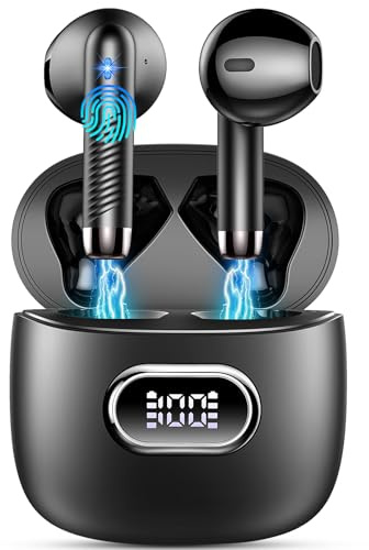 Wireless Earbuds, APP Custom EQ Adjustable Bluetooth 5.4 Headphones, HiFi Stereo Bass, ENC Noise Cancelling Mic, 42H Playtime Mini Ear Buds LED Display, IP7 Waterproof In-Ear Earphones for iOS Android