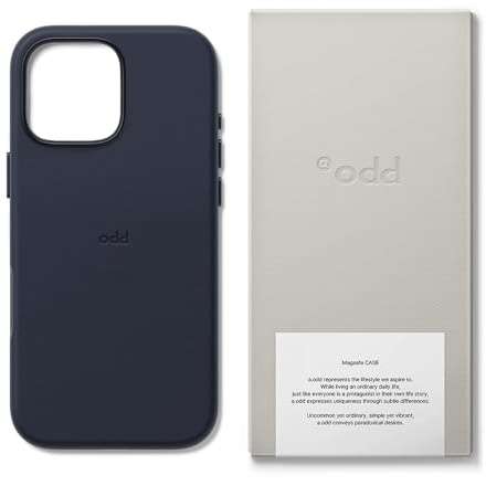 a.odd Vegan Leather Case for iPhone 15 Pro (6.1-Inch), Compatible with MagSafe, Soft-Touch Cover with Microfiber Suede Lining, High-Performance Magnets, Slim Camera Protection, (Selvedge Navy)