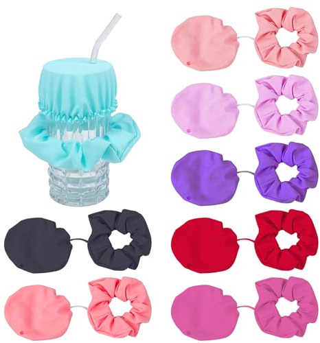 8 Stück Haarband Drink Cover, KO Tropfen Schutz Getränkeabdeckung | Mit Strohhalm-Loch, Wiederverwendbares Haarband Armband als Getränkeschutz, waschbar & hygienisch für Party Bar Festival Club