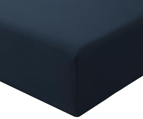 RUIKASI Super King Fitted Sheet Deep 40cm Pocket, Navy Blue 180x200cm | OEKO-TEX Soft Brushed Microfiber Superking Bottom Sheet Ultra Deep Fit Bedsheet Machine Washable Easy Care