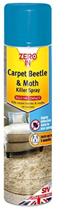 2xZero In Carpet Beetle & Moth Killer Spray, 300 ml Aerosol, Treatment for Carpets, Upholstery and Surfaces in the Home