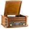 Shuman Vintage 9-in-1 Wireless Music Centre with Remote Control, DAB Digital/FM Radio, 3-Speed Turntable, CD/Cassette Player, USB Playback/Recording, RCA Line Out, Real Wood Construction (MC-250DBT)