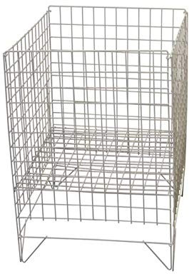 White Square Round Dump Basket Bins Stand Sale Storage Unit Shop Retail Display (Large Basket)