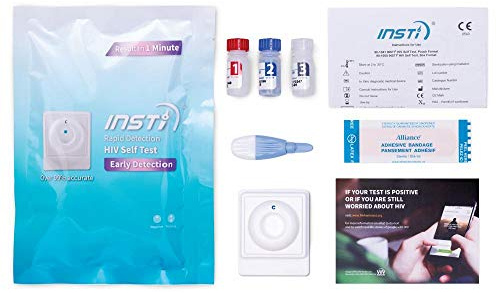 HIV Test Kit Home Testing Instant Results Insti CE Marked Tests 99% Accurate + Alcohol Wipe (1 Test Pack)