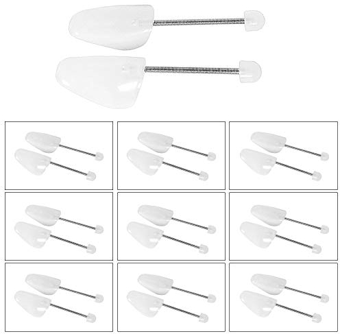[10 Pair Shoes Tree] 10 Pairs White Mens and Womens Traditional Plastic Flexible Shoe Tree Shaper Stretcher - Shoe Shapers UK 6.5-9/EU 39-42