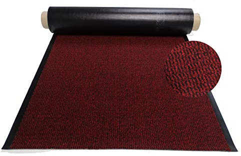 MERTEX Schmutzfangläufer Meterware 90 cm rot-schwarz meliert - ohne Rand an den Schnittkanten (90 x 1000 cm, rot)