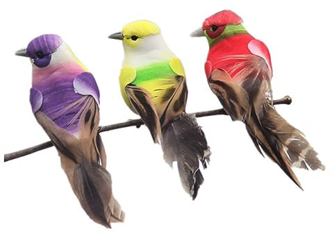 BESPORTBLE 3 stücke Künstliche Gefiederte Vögel Lebensechte Bunte Vogel Desktop Ornamente Dekorationen Foto Requisiten für Landschaft Hausgarten (Zufällige Farbe)