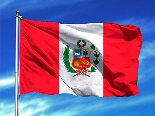 Oedim Bandera de Perú 85x1,50cm | Reforzada y con Pespuntes | Bandera con 2 Ojales Metálicos y Resistente al Agua