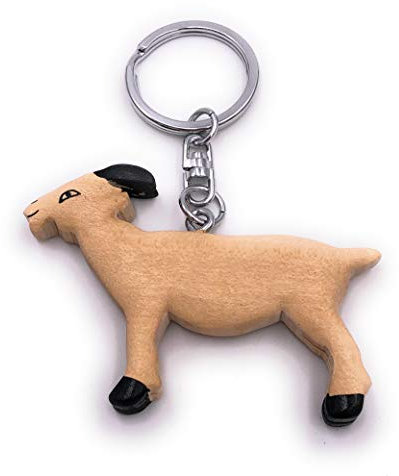 H-Customs Ziege Steinbock Hell Holz Edel Handmade Schlüsselanhänger Anhänger