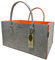 RAIKOU NEU Filztasche Shopper Holzkorb Einkaufstasche Henkeltasche Zeitungskorb Stabile Kaminholztasche Zeitungsständer auch für Spielzeug Garten Picknick Strand (Grau/Orange,50 * 25 * 25cm)