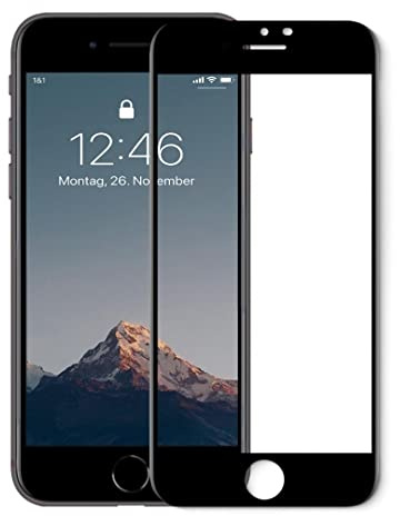 Woodcessories - Verre Trempé 3D Compatible avec iPhone SE (2020) / 8/7 / 6(s) Protection d'Écran, Dureté 9H, sans Bulles, Anti-Empreintes Digitales, Transparent, Noir