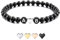 MeMeDIY Bracelet Initial Personnalisé Gravé Lettre Perle pour Copain Copines Couples Femmes Hommes Cheville Personnalisée Noir Agate Naturelle Blanc Turquoise avec Coeur À La Main