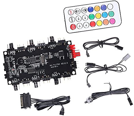 SaiDian 1Pcs ARGB Hub Controller Computer Case Fan Splitter 5V 3-Pin PWM Temperature Controller