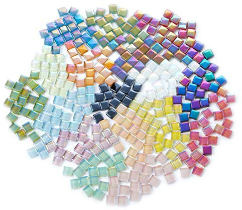 200 pezzi per tessere di mosaico quadrate in vetro per fai da te Fornitore di artigianato laser cristallo mosaico piastrelle di mosaico creativo materiale arte(colore misto)