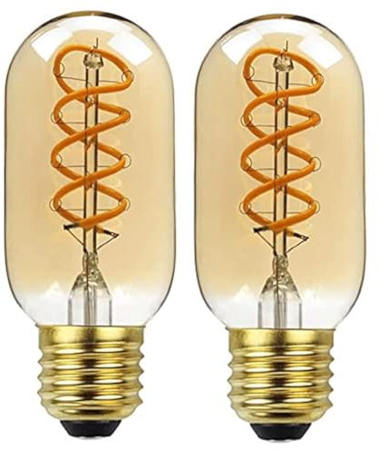 Aidencor Vintage LED E27 Screw Bulb, 4W Edison LED Bulbs Antique Style Retro Spiral Led Filament Bulb Energy Saving T45 Screw Bulbs, Decorative Light Bulbs Amber Glass Warm White 2200K, 2 Pack