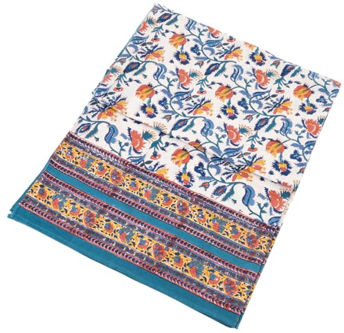 Blockdruck Tagesdecke, Bett & Sofaüberwurf, Design 26, Double 225*275 cm | 100% Baumwolle, handgefertigt, traditioneller Blockdruck, vielseitig einsetzbar, dekorativ