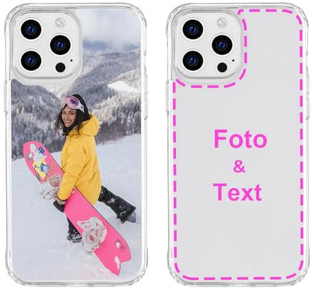 MXCUSTOM Personalisierte Handyhülle für Apple iPhone 13 Pro Max, Benutzerdefiniert Hülle mit Eigenem Foto Bild Text Schutzhülle [Weicher Polsterstoßfänger + Harter Rückseite] (HIC-CR-P1)