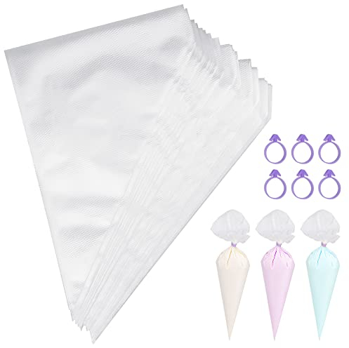 TAKUZA Lot de 200 poches à douille jetables, professionnelles, taille moyenne, pour décorer des pâtisseries, des gâteaux, des biscuits, des pâtisseries maison (transparent)