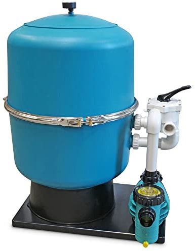 POOL Total 2-teilige Filteranlage inkl. 6-Wege-Side-Mount Ventil + Filterpumpe, Premium Schwimmbad Anlage Made in Germany, 2-teiliger Filterkessel, GFK verstärkt (Kessel Ø400mm + Aqua Plus 6)