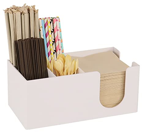 Bar Caddy, Bar Organiser, Bar Tidy, Cocktail Napkin Holder Straw Holder (Color : White)