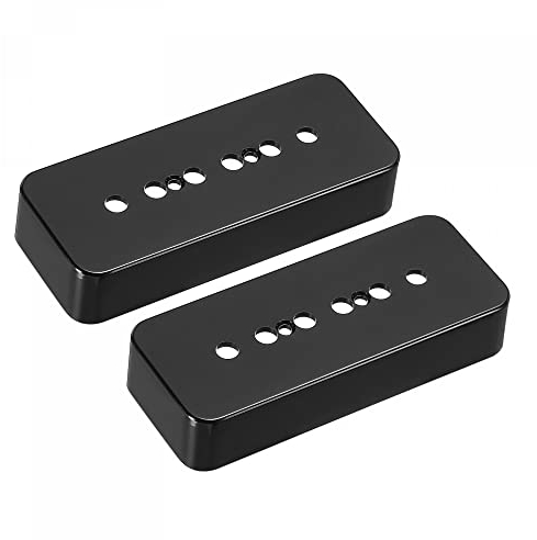 sourcing map 2 Stück Gitarren Tonabnehmer Abdeckung 50mm Stange P90 Doppelspulen Tonabnehmer mit Geschlossener Kunststoffschale für E Gitarre Schwarz
