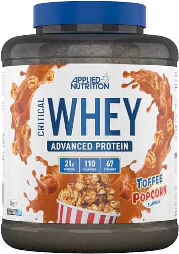 Applied Nutrition Critical Whey Protein Powder 2kg - High Protein Powder, Protein Milkshake, Muscle Building Supplement with BCAAs & Glutamine (2kg - 67 Servings) (Toffee Popcorn)