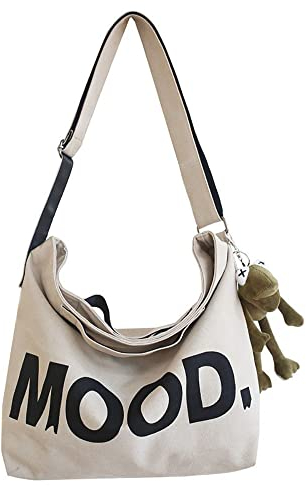 Canvas Messenger Vintage Tasche Alt Emo Crossbody Tasche Goth Punk Schulter Schulranzen Harajuku Grunge Handtasche, aprikose
