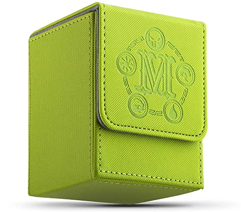 TCGUARD Card Deck Box für MTG Karten Aufbewahrungsbox hält über 100 einzeln Karten, Mikrofaser-Innenfutter Kartenbox kompatibel mit Trading Card Games TCG, Yugioh Karten etc. (Vertikal-Grün)