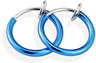 Ohrringe Herren, Männer Edelstahl Ohrclips 20mm Kleiner Reifen Blau