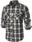 PARKLEES Herren Freizeithemden Regular Fit Button Down Check Kariert Flanellhemden mit Taschen PZLCL41 Khaki L