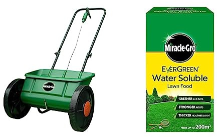 Miracle-Gro Lawn Seed Drop Spreader & Water Soluble Lawn Food, 1 kg