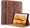 Gexmil Leder Hülle für iPad mini 5./4. Generation 2019/2015 7,9 Zoll Echt Leder Cover mit Stylus Halter Stoßfest rutschfest,Automatischer Schlaf/Aufwachen,Einstellbarer Ständer,Blume Braun