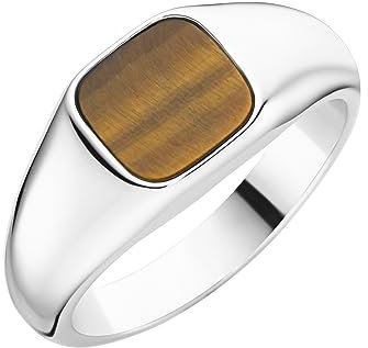 Giorgio Martello Milano Ring Siegelring Mit Tigerauge, Silber 925 Braun, 64 925 Sterling Silber