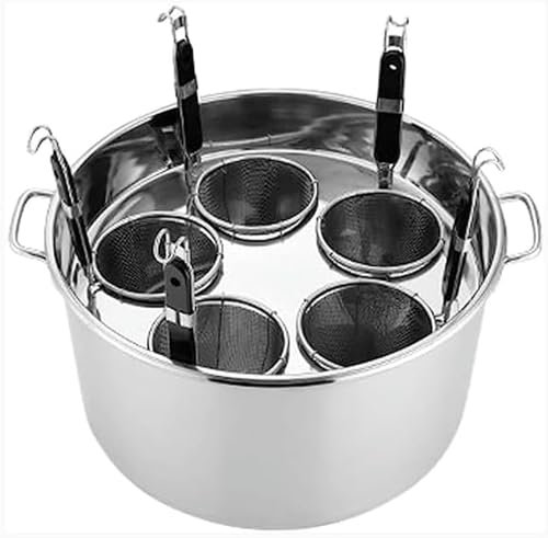 CIADAZ Pasta Cooker Set with Insert Strainer Basket, Stockpots Set, 3/4/5 Holes Pasta Cooker Insert Set, Home Kitchen Stock Pot Restaurant Steamer Pot,5 Hole