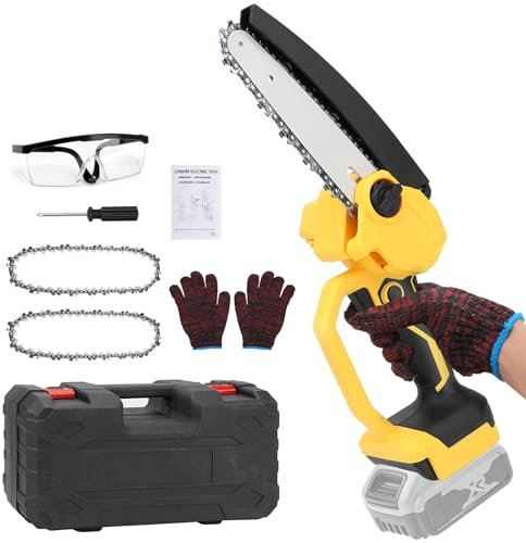 Mini motosega a batteria da 6 pollici, compatibile con Dewalt da 18 V batteria, motore senza spazzole, motosega a batteria, per cesoie da giardino, taglio legno (senza batteria)