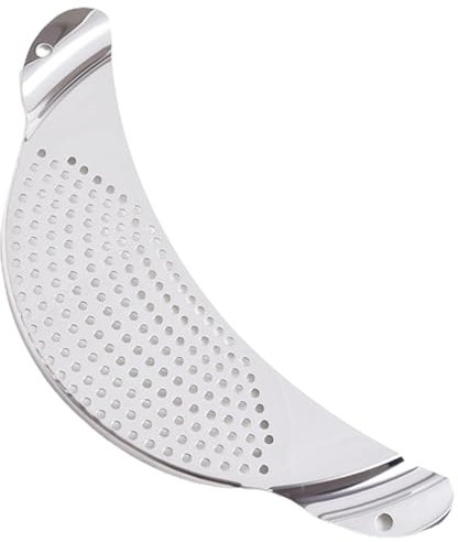 CUSROS Passoire multifonction en acier inoxydable avec trous de suspension aux deux extrémités, design pratique en demi-lune, facile à utiliser, poignée pratique pour économiser de l'espace Argenté