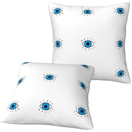Jmorco Evil Eye Deko-Kissenbezüge, hochwertig, weich, quadratisch, dekorativ, für Sofa, Schlafzimmer, Auto, 30,5 x 30,5 cm, 2 Stück