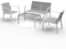 RANSENERS 4-Teilig Premium Gartenmöbelset mit Metallrahmen und Polyrattan Sitzfläche für Garten Terrasse und Balkon (Weiß)