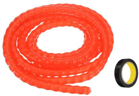 QUARKZMAN Spiral-Kabelschlauch 3 m 12mm Kabelmanagement-Hülle PP-Isolierung Kabelorganisator für Computerkabel Stromkabel Gasrohr Rot mit Klebeband