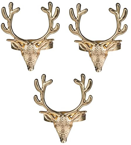 PRETYZOOM Serviettenringe Hirsch 12 Stück Legierte Weihnachtstischdekorationen Rentiergeweih Weihnachtsserviettenringe Serviettenring Golden Serviettenring Hirsch