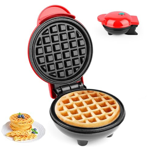 Gofrera Mini,Waffle Maker ø 10cm,220V|350W Pequeño Waffelen Clásico,Calefacción doble,Gofrera para Gofres de Gofres Pequeños,Bubble-Waffelen Una persona, Compacto, Apto para Tours