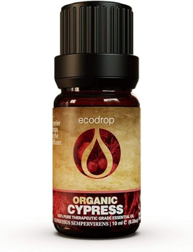 Ecodrop Pure Cypress Essential Oil - 10ml | 100% Natural Therapeutic Grade Italian Cupressus Sempervirens Oil | Organic Aromatherapy Diffuser & Massage Oil for Calm, Emotional Well-Being & Skin Health