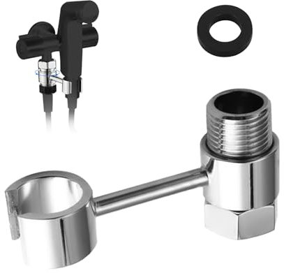 Soporte de Ducha, Soporte Alcachofa Ducha Giratorio de 360°, Sin Necesidad de Taladrar, Diámetro 20 mm Universal Soporte para Alcachofa de Ducha de Acero Inoxidable para Baño, Inodoro (Plata)