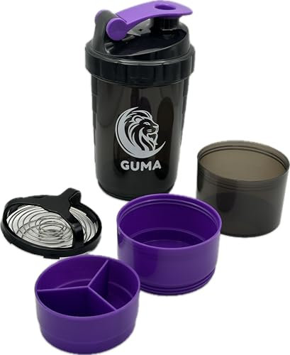 SHAKER DE PROTEINAS Y BEBIDAS ENERGETICAS PARA GIMNASIO.INCLUYE DIFERENTES COMPARTIMENTOS Y TAMIZ MEZCLADOR DE ACERO INOXIDABLE PARA MEZCLAS SIN GRUMOS. LA MEJOR BOTELLA PARA TU ENTRENAMIENTO (MORADO)