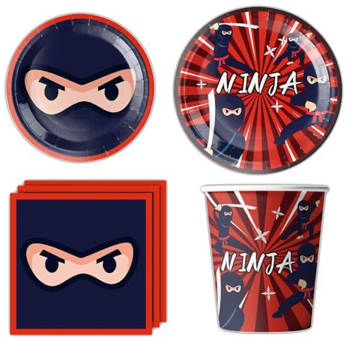 LGWJHCY Ninja Paper Cutlery Set, Birthday Party Decoration Tableware Set, 50pcs Ninja Party Supplies Including Paper Plates, Cups, Napkins, for Birthday Decorations (10 Guests)