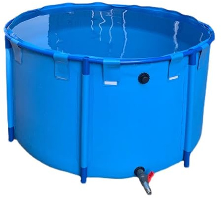 XPLKQXE Piscine Hors-Sol, Bassin À Poissons en Toile PVC, Cadre Piscine Circulaire Épaississant, Grand Support Piscine Hors-Sol Pliable, Irrigation Agricole(4x1.2m)