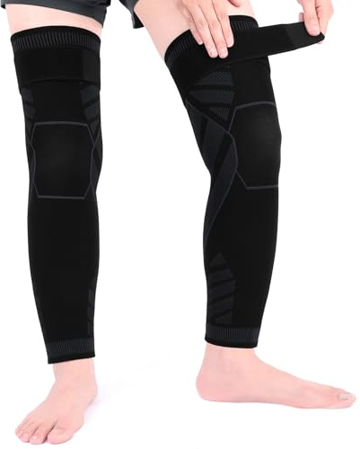 Adiwo Manga de Compresión de Pierna Completa, Rodilleras largas Baloncesto y Ciclismo, Compresion Protector de Soporte for Correr Soporte de Muslo, Protección de Pantorrillas (par) XXL